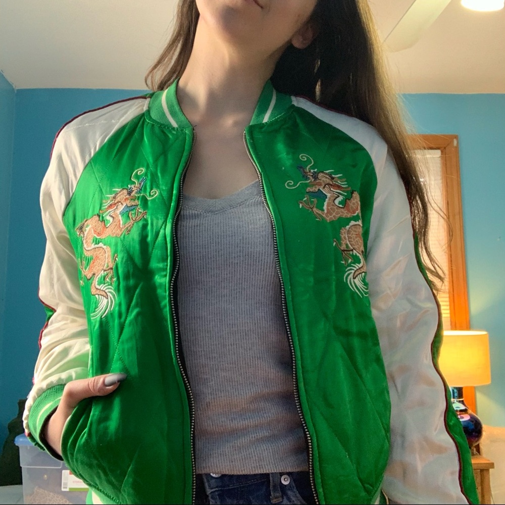 Badass Satin Reversible Embroidered Bomber Jacket